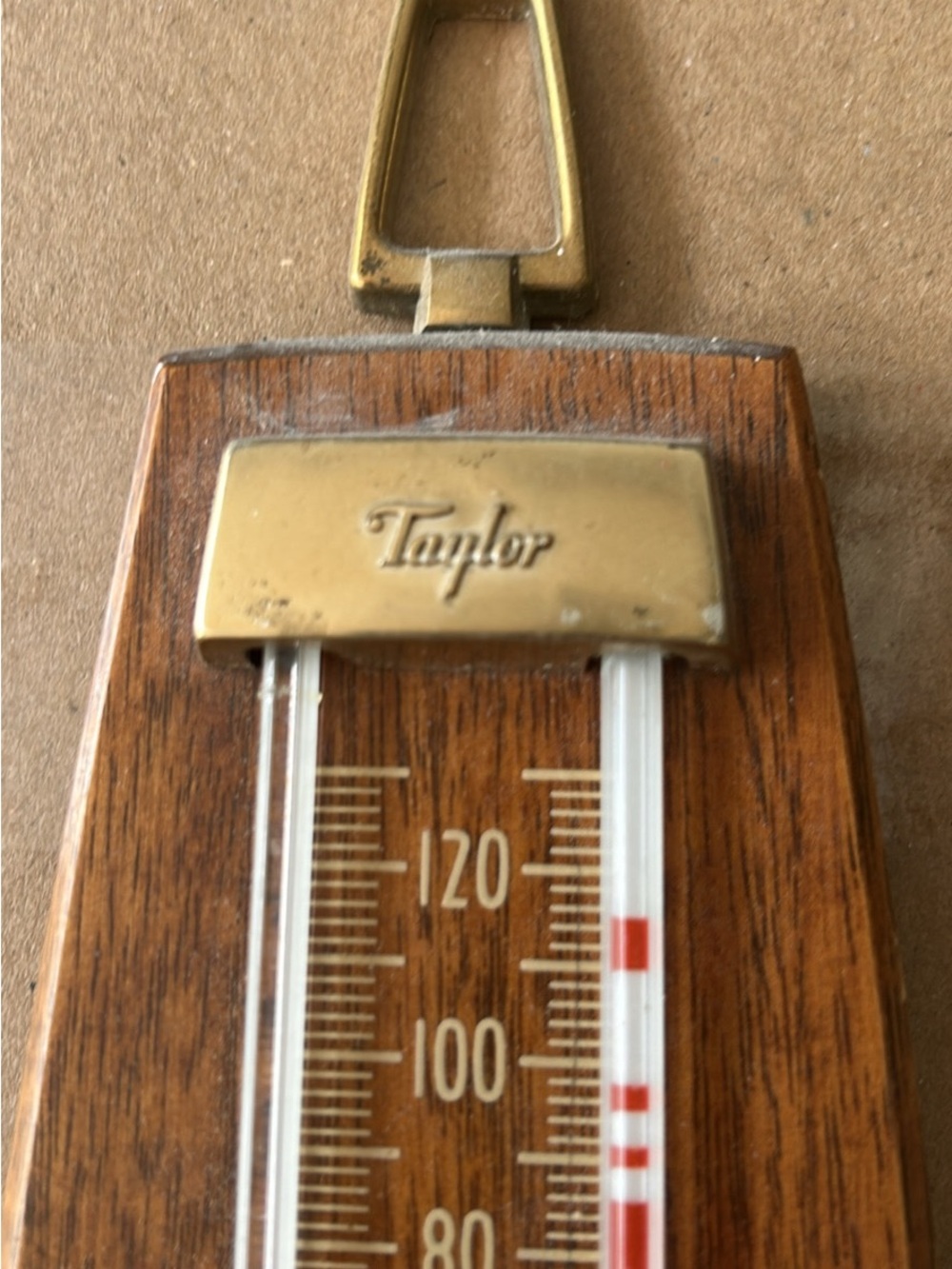 Vintage MCM Taylor Indoor/Outdoor Humidity Gauge in Brown and Gold